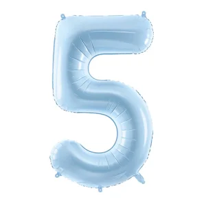 Folijas balons 76cm L - cipars 5, zils, gaiši