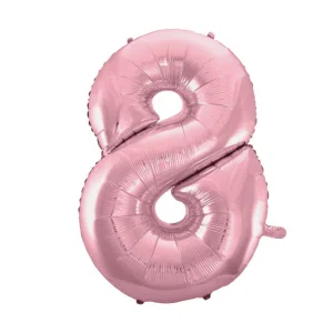 Folijas balons 92cm XXL - cipars 8, rozā, gaiši Folijas balons 92cm XXL - cipars 8, rozā, gaiši