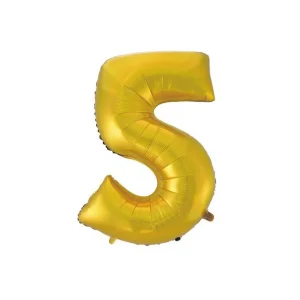 Folijas balons 92cm XXL - cipars 5, zelta, matēts