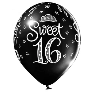 Baloni "Sweet 16" melni, Belbal, 29cm