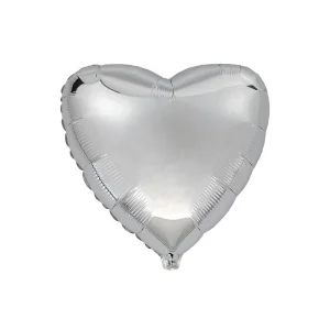 Folijas balons sirds, sudraba, 46cm, Flexmetal Folijas balons sirds, sudraba, 46cm, Flexmetal