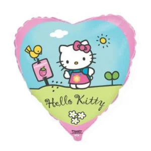 Folijas balons Kaķis Hello Kitty in the garden, 46cm, sirds Folijas balons Kaķis Hello Kitty in the garden, 46cm, sirds