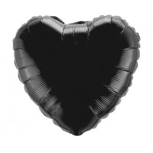 Folijas balons sirds, melna, 46cm, Flexmetal Folijas balons sirds, melna, 46cm, Flexmetal