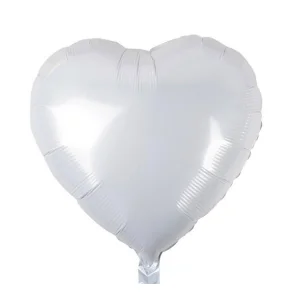 Folijas balons sirds, balta, 46cm Folijas balons sirds, balta, 46cm