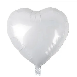 Folijas balons sirds, balta, pusmatēta, 46cm Folijas balons sirds, balta, pusmatēta, 46cm