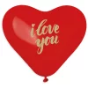Baloni 24,5cm - sarkana sirds, "I love you"