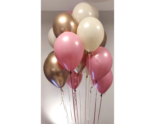 15 balonu pušķis ar 3 hroma baloniem