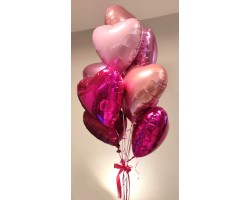 10 folijas balonu pušķis - MIX sirdis