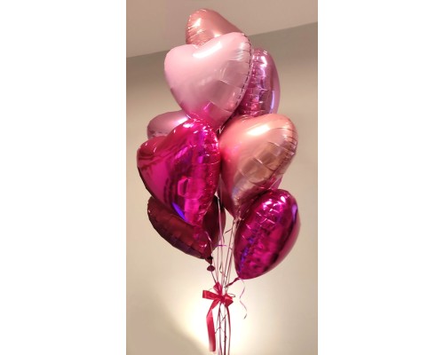 10 folijas balonu pušķis - MIX sirdis