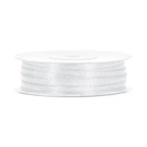 Lentīte balta, satīna,  3mm (50m)