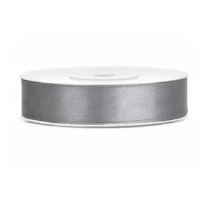 Lentīte sudraba, tumša, satīna, 12mm (25m)
