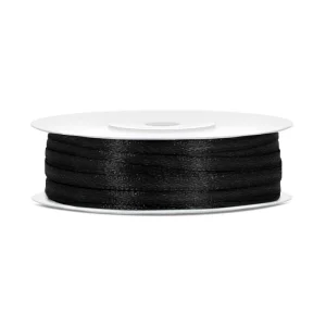 Lentīte melna, satīna,  3mm (50m)