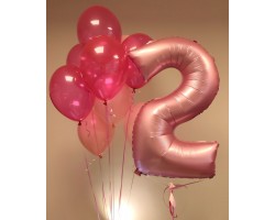 Cipars L, Smart  un deviņu balonu pušķis, rozā mix Cipars L, Smart  un deviņu balonu pušķis, rozā mix