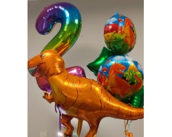 Cipars L, Tiranozaurs un piecu balonu pušķis Cipars L, Tiranozaurs un piecu balonu pušķis