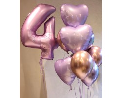 Cipars L, Smart, hroma baloni ar folijas sirdīm Cipars L, Smart, hroma baloni ar folijas sirdīm