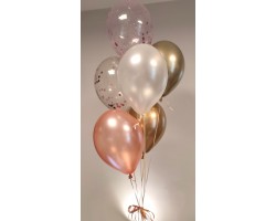 6 balonu pušķis ar hroma un konfeti baloniem 2