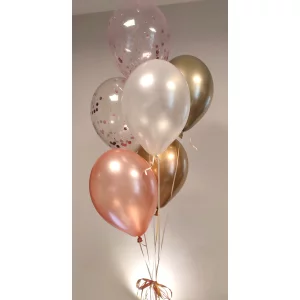 6 balonu pušķis ar hroma un konfeti baloniem 2