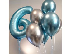 Hēlija cipars un 6 hroma baloni