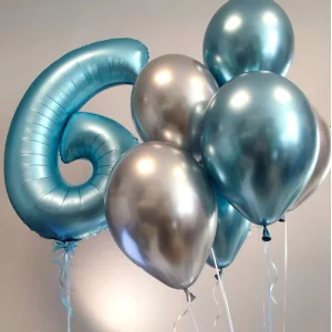 Cipars XL un sešu hroma balonu pušķis Cipars XL un sešu hroma balonu pušķis