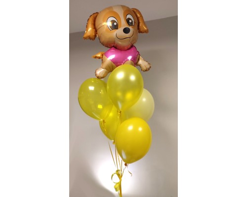 6 balonu pušķis ar Puppy Sky