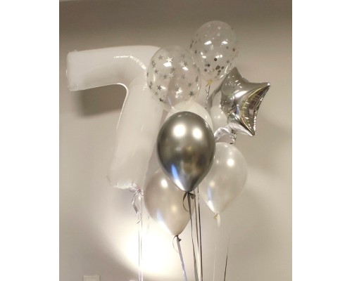 Cipars XXL un septiņu balonu pušķis ar folijas zvaigzni