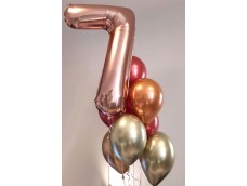Hēlija cipars 7 septiņu hroma balonu pušķī