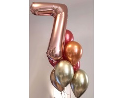 Cipars XL septiņu hroma balonu pušķī Cipars XL septiņu hroma balonu pušķī