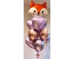10 balonu pušķis ar hroma, folijas baloniem un Lapsēnu