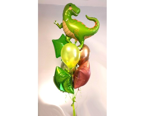 7 balonu pušķis - Dinozauriņš 