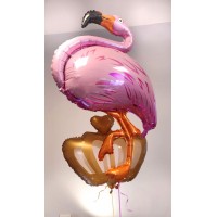 Hēlija balonu pušķis Flamingo un kronis