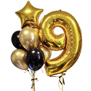 Cipars XXL un septiņu balonu pušķis ar folijas zvaigzni - 2 Cipars XXL un septiņu balonu pušķis ar folijas zvaigzni - 2