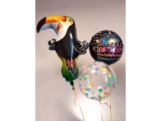 Hēlija balonu pušķis Tukāns, Happy Birthday