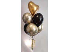 Hēlija balonu pušķis Happy Birthday, 7 gab.
