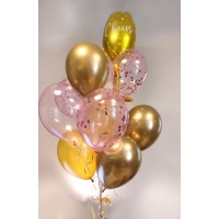 Hēlija balonu pušķis - Glāze, konfeti balonu pušķī