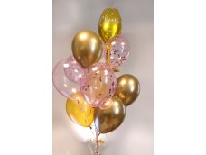 Hēlija balonu pušķis - Glāze, konfeti balonu pušķī