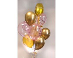 10 balonu pušķis - Šampanietis