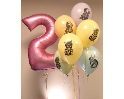 Cipars L, Smart  un septiņu apdrukas balonu pušķis Cipars L, Smart  un septiņu apdrukas balonu pušķis