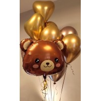 Hēlija balonu pušķis - Lācēns, 8 hroma baloni