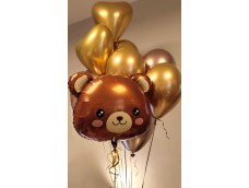 Hēlija balonu pušķis - Lācēns, 8 hroma baloni