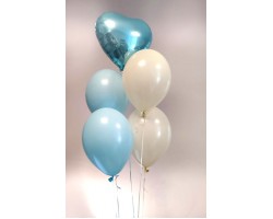 5 balonu pušķis ar folijas sirdi