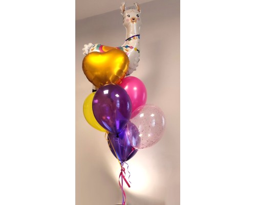 7 balonu pušķis - Lama 