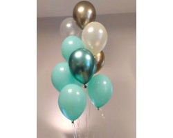 9 balonu pušķis ar 3 hroma baloniem