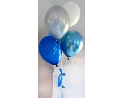 5 balonu pušķis ar pērļu un hroma baloniem