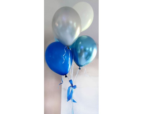 5 balonu pušķis ar pērļu un hroma baloniem