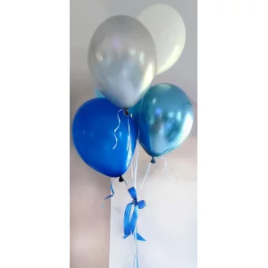 5 balonu pušķis ar pērļu un hroma baloniem