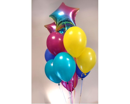 10 balonu pušķis - Zvaigznītes 