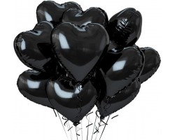 10 folijas balonu pušķis - Melnās sirdis