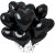 Hēlija balonu pušķis - Melnās sirdis, 10 gab.