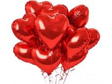 Hēlija balonu pušķis - Sarkanās sirdis,10-gab.
