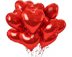 10 folijas balonu pušķis - Sarkanās sirdis 10 folijas balonu pušķis - Sarkanās sirdis